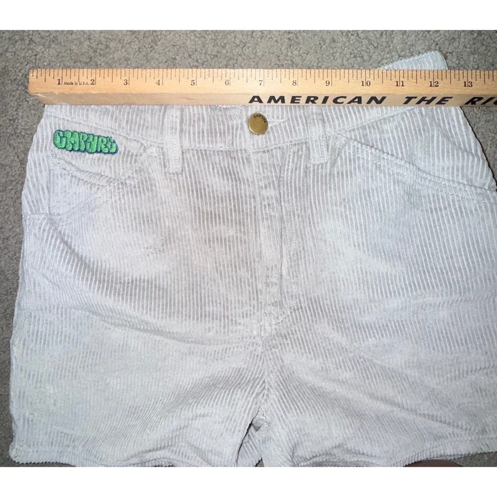 Empyre Gray Corduroy Shorts Womens Size S High Waisted Embroidered Logo Skater